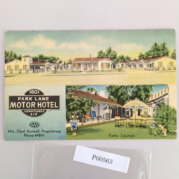 1601 Park Lane Motor Hotel Phoenix Arizona 1930s Linen Postcard US 80 Unposted - Picture 1 of 2